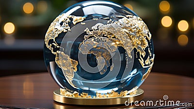 Globe transparent model on blurred background. Generative AI Stock Photo