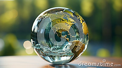 Globe transparent model on blurred background. Generative AI Stock Photo