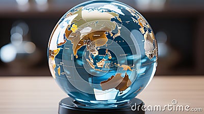 Globe transparent model on blurred background. Generative AI Stock Photo