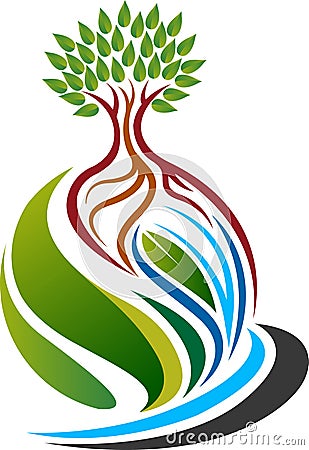 Globe tree logo Vector Illustration