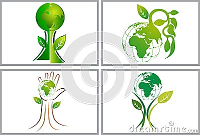 Globe tree set collection logos Vector Illustration