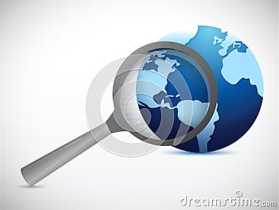 Globe under search illustration design Cartoon Illustration