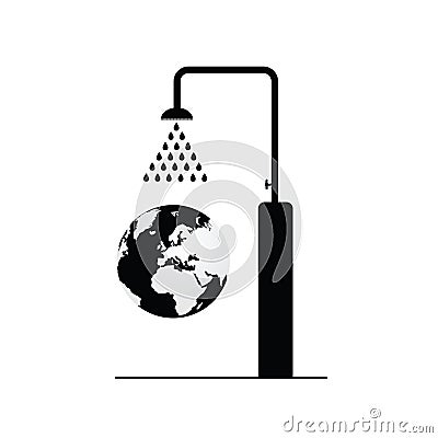 Globe under shower vector Vector Illustration