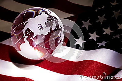 Globe and USA Flag Stock Photo