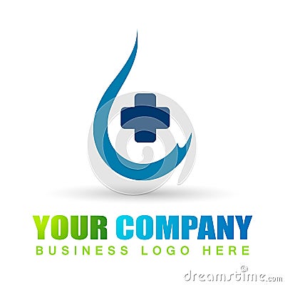 Globe Water drop medical logo concept of water drop with world save earth wellness symbol icon hand drops elements vector design Cartoon Illustration