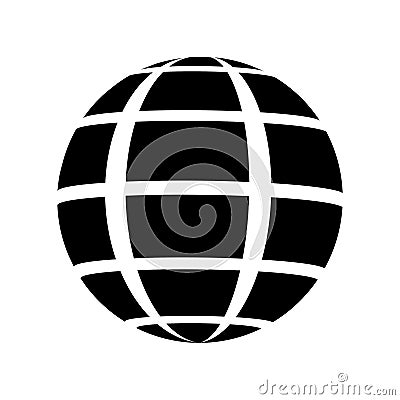 Globe wireframe icon. Internet, globality or delivery, all arounr world symbol. Orbit model, spherical shape, grid ball Vector Illustration