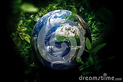 A globe with the word earth on it AI generation Stock Photo