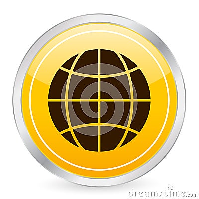 Globe yellow circle icon Vector Illustration