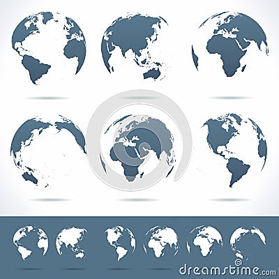 Globes set - illustration. Vector Illustration