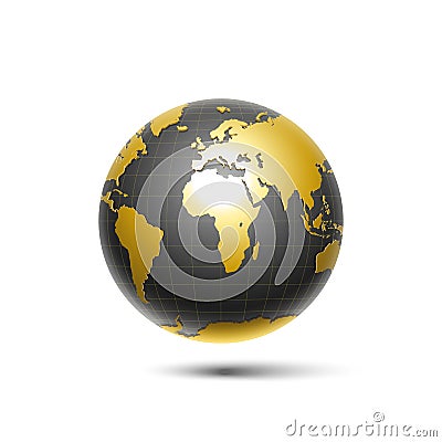 Black gold surround the globe planet earth Vector Illustration