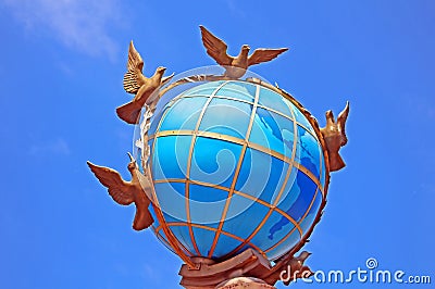 Globus Globe Monument on Independence Square, Kyiv, Ukraine Editorial Stock Photo