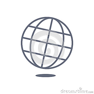 Globus illustration black and white vector icon isolated on white background Vector Illustration