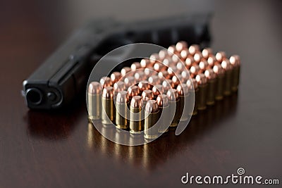 Glock 22 with 40 cal. ammunition Stock Photo