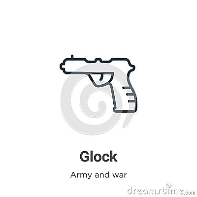 Glock outline vector icon. Thin line black glock icon, flat vector simple element illustration from editable army and war concept Vector Illustration