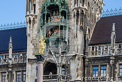 Glockenspiel at historic Marienplatz in Munich Stock Photo