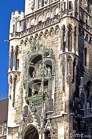 Glockenspiel at the Munich city hall Stock Photo