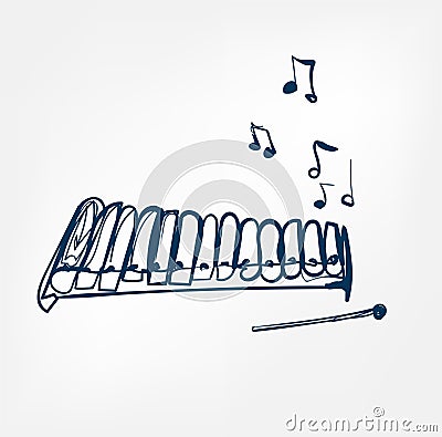 Glockenspiel sketch line design music instrument Stock Photo