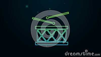 Gloeiende neonlijn Muziekdijtrommel en trommelsticks pictogram geïsoleerd op zwarte achtergrond 4.000 grafische video royalty-vrije illustratie Gloeiende neonlijn Muziekdijtrommel en trommelsticks pictogram geïsoleerd op zwarte achtergrond 4.000 grafische video royalty-vrije illustratie