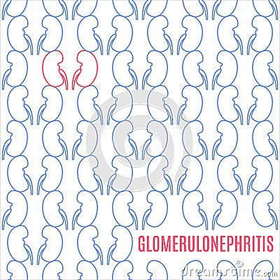 Glomerulonephritis kidney disease icon patterned poster in linear style Vector Illustration