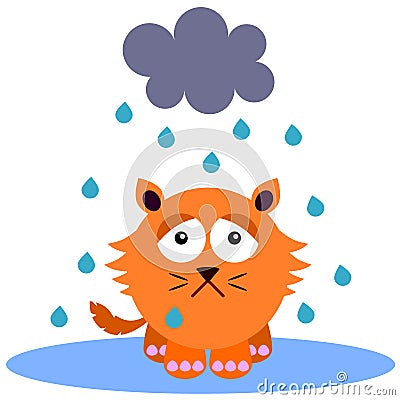 Gloomy cat Cartoon Illustration