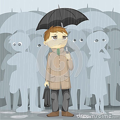 Gloomy Rainy Day Vector Illustration