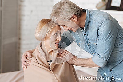 Glorious romantic couple sharing an emotional moment Stock Photo