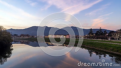 Glorious sunset on the enchanting Tuscan village of Calcinaia, Pisa, Italy Stock Photo