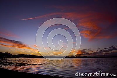 Glorious and dramatic sunset at Kinchant Dam Stock Photo