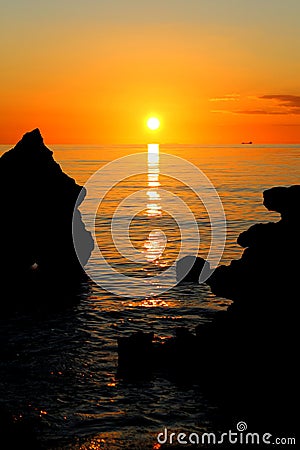 Glorious Sunset at Mills Beach in Mornington, Mornington Peninsula, Melbourne, Victoria, Australia Stock Photo