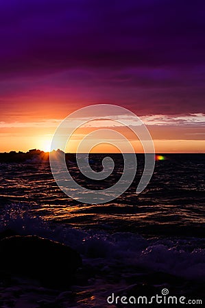 Glorious Sunset Over The Sea Stock Photo
