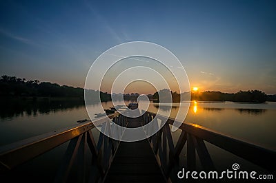 Glorious sunset at Wetland Lake, Putrajaya Stock Photo