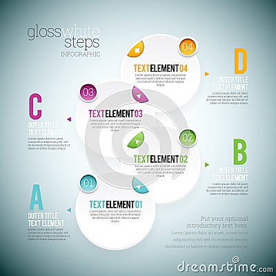 Gloss White Step Infographic Vector Illustration