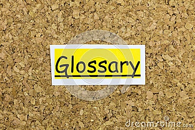 Glossary alphabetical list book explanation dictionary information terms Stock Photo