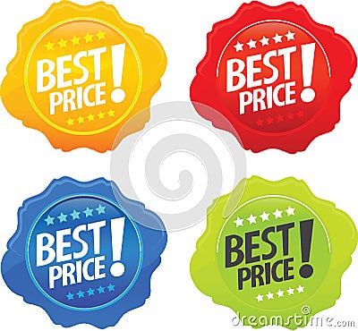 Glossy Best Price Icons Vector Illustration