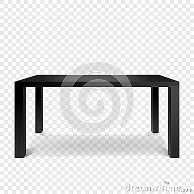 Glossy black table front view. Vector empty table Islated on transparent background. Product presentation. Vector Illustration
