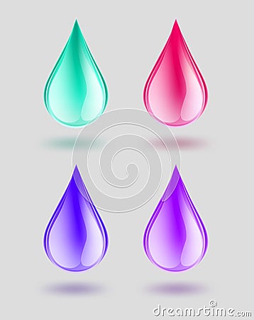 Glossy paint water drops on white. vector Vector Illustration