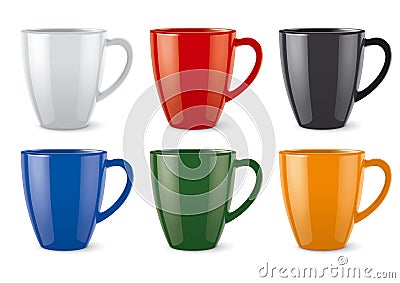 Glossy colored cups Vector Illustration