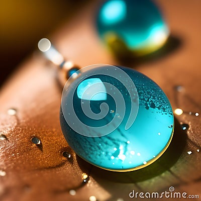 Glossy crystal blue raindrop glass jewel pendant Stock Photo