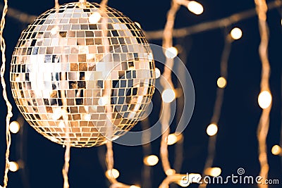 glossy disco ball with garland Stock Photo