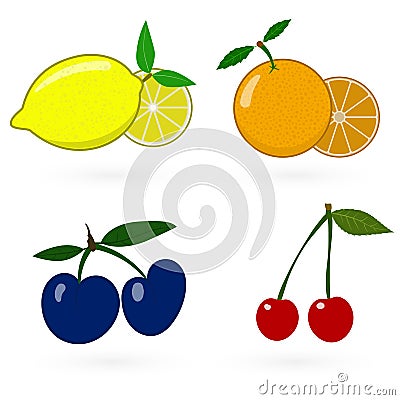 Glossy fruit set Vector Illustration