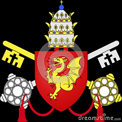 Glossy glass coat of arms of Pope Gregory XIII Editorial Stock Photo