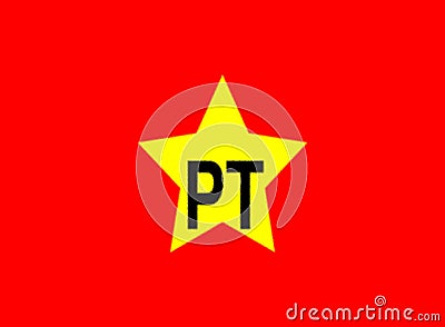 Glossy glass flag of Workers` Party Brazil Editorial Stock Photo