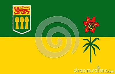 Glossy glass Saskatchewan's flag Canada Stock Photo