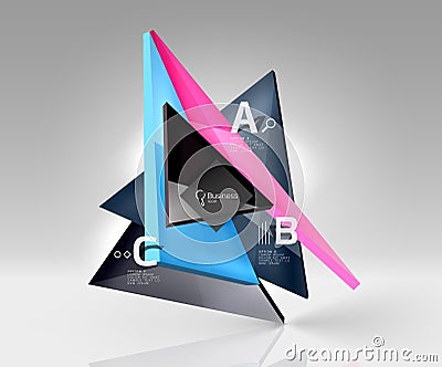 Glossy glass translucent triangles on 3d empty space Vector Illustration
