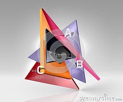 Glossy glass translucent triangles on 3d empty space Vector Illustration