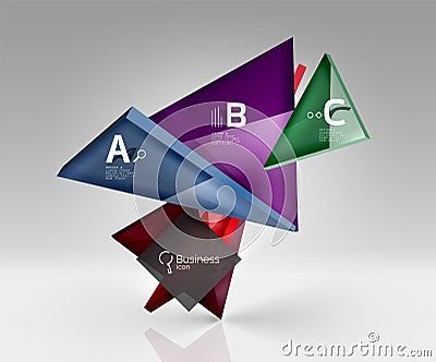 Glossy glass translucent triangles on 3d empty space Vector Illustration