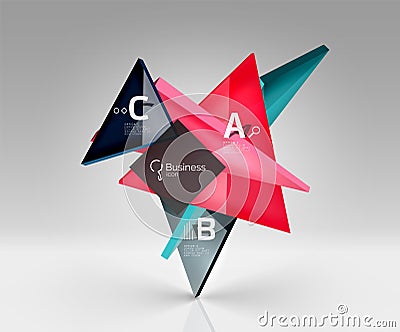 Glossy glass translucent triangles on 3d empty space Vector Illustration