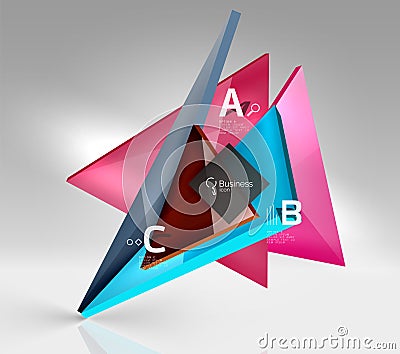 Glossy glass translucent triangles on 3d empty space Vector Illustration