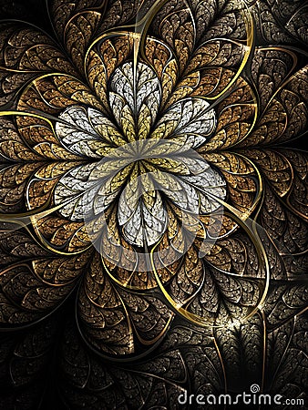Glossy gold fractal flower Stock Photo