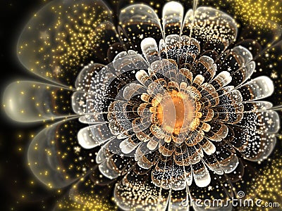 Glossy golden fractal flower Stock Photo